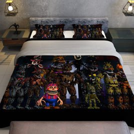 FNaF Bedding Set Horror Game Nightmare FNaF World Quilt Set 3D Comfortable Soft Breathable - Lusy Store LLC