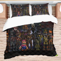 FNaF Bedding Set Horror Game Nightmare FNaF World Quilt Set 3D Comfortable Soft Breathable - Lusy Store LLC