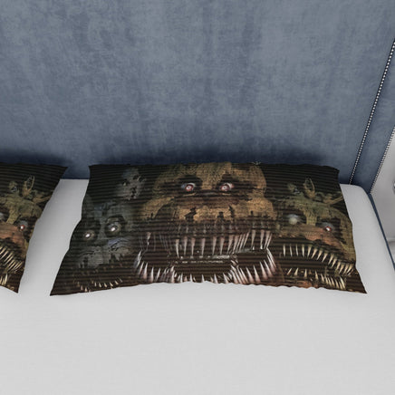 FNaF Bedding Set Nightmare Freddy Bonnie Chica Quilt Set 3D Horror Movie - Lusy Store LLC