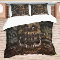 FNaF Bedding Set Nightmare Freddy Bonnie Chica Quilt Set 3D Horror Movie - Lusy Store LLC