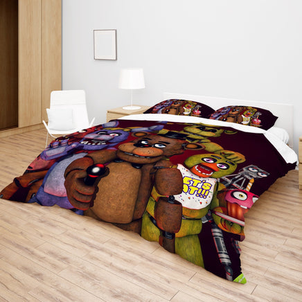 FNaF Bedding Set Quilt Set Cute Freddy Fazbear Chica Fox Bed Linen - Lusy Store LLC