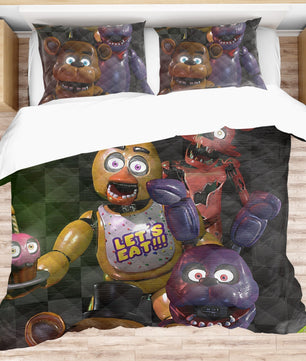 FNaF Bedding Set Quilt Set Freddy Bonnie Foxy Chica Bed Set - Lusy Store LLC