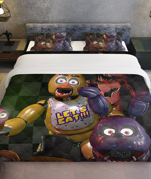 FNaF Bedding Set Quilt Set Freddy Bonnie Foxy Chica Bed Set - Lusy Store LLC