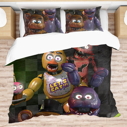 FNaF Bedding Set Quilt Set Freddy Bonnie Foxy Chica Bed Set - Lusy Store LLC