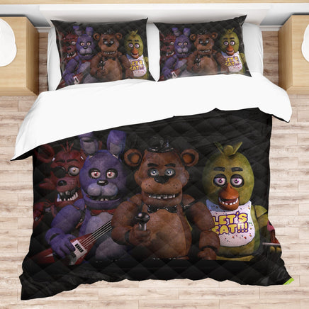 FNaF Bedding Set Quilt Set Freddy Fazbear Chica Foxy Glamrock Bed Linen - Lusy Store LLC