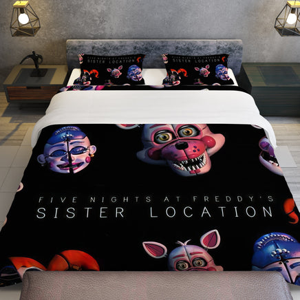 FNaF Bedding Set Quilt Set Freddy Funtime Foxy Sister Location Bed Set - Lusy Store LLC