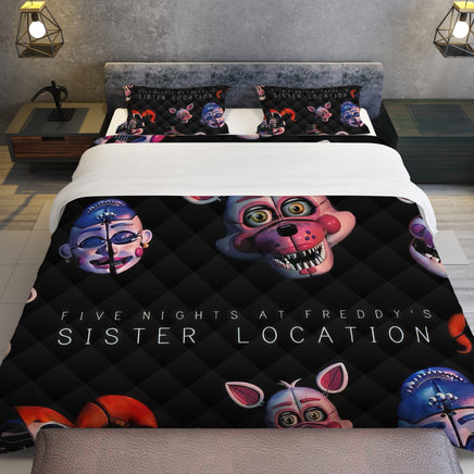 FNaF Bedding Set Quilt Set Freddy Funtime Foxy Sister Location Bed Set - Lusy Store LLC