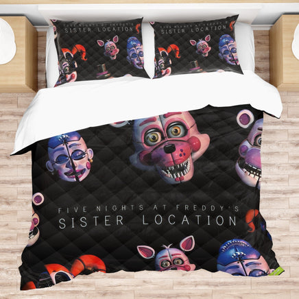 FNaF Bedding Set Quilt Set Freddy Funtime Foxy Sister Location Bed Set - Lusy Store LLC