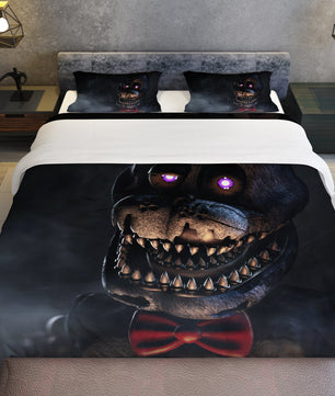 FNaF Bedding Set Quilt Set Nightmare Freddy Fazbear Bed Linen Black Bed Set - Lusy Store LLC