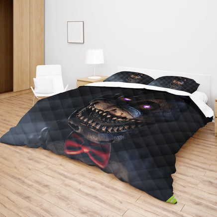 FNaF Bedding Set Quilt Set Nightmare Freddy Fazbear Bed Linen Black Bed Set - Lusy Store LLC