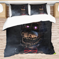 FNaF Bedding Set Quilt Set Nightmare Freddy Fazbear Bed Linen Black Bed Set - Lusy Store LLC