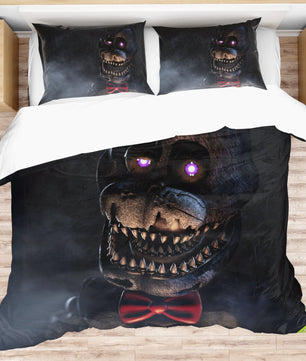 FNaF Bedding Set Quilt Set Nightmare Freddy Fazbear Bed Linen Black Bed Set - Lusy Store LLC
