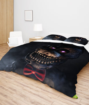 FNaF Bedding Set Quilt Set Nightmare Freddy Fazbear Bed Linen Black Bed Set - Lusy Store LLC