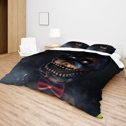 FNaF Bedding Set Quilt Set Nightmare Freddy Fazbear Bed Linen Black Bed Set - Lusy Store LLC