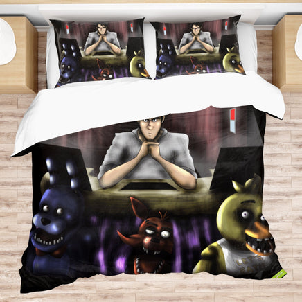 FNaF Bedding Set Quilt Set Nightmare Freddy Game Bed Set - Lusy Store LLC