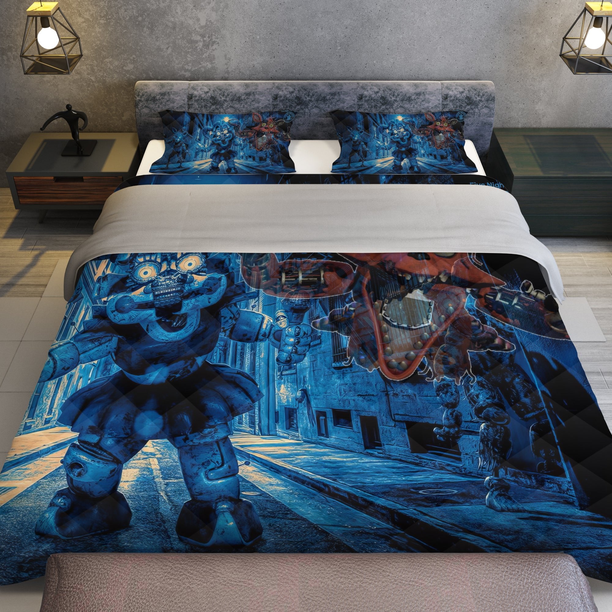 FNaF Bedding Set Quilt Set Nightmare Freddy Fazbear Bed Linen Black Be