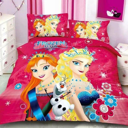 Frozen Bed Set 3D Cartoon Elsa Anna Blue Bedding Sets Bedroom Decor For Kids Red