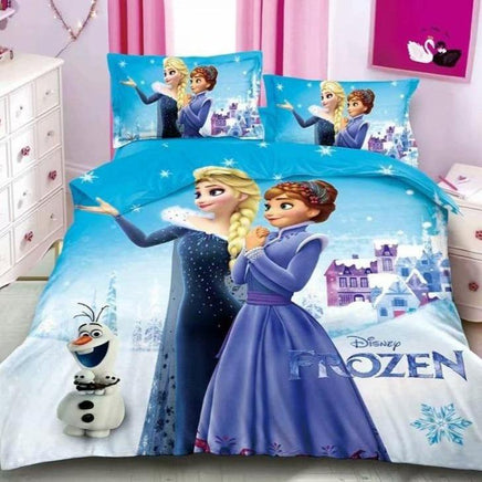 Frozen Bed Set 3D Cartoon Elsa Anna Blue Bedding Sets Bedroom Decor For Kids Blue