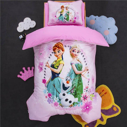 Frozen Bed Set Elsa Pink Bedding Sets Bed Linens Baby Girl 47"X59" Cotton 3D Comforter Pink Green 1