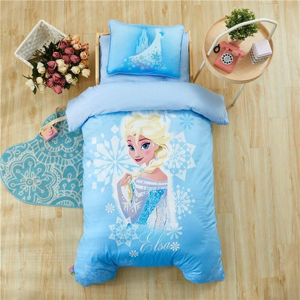 Frozen Bed Set Elsa Princess Blue Bedding Sets Crib Size For Kids 47"X59" Cotton Bed Linen Blue 2