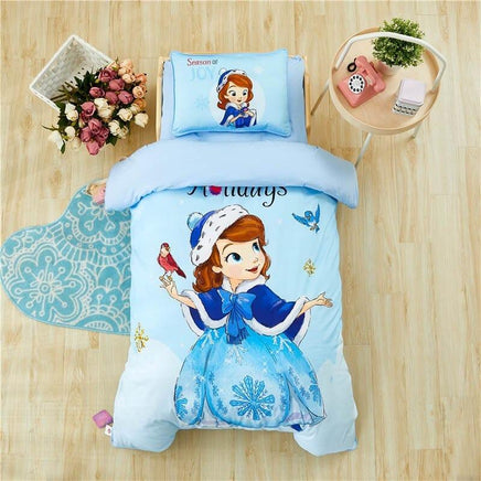 Frozen Bed Set Elsa Princess Blue Bedding Sets Crib Size For Kids 47"X59" Cotton Bed Linen Blue 1
