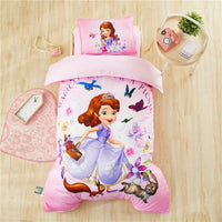 Frozen Bed Set Elsa Princess Blue Bedding Sets Crib Size For Kids 47"X59" Cotton Bed Linen Pink 2