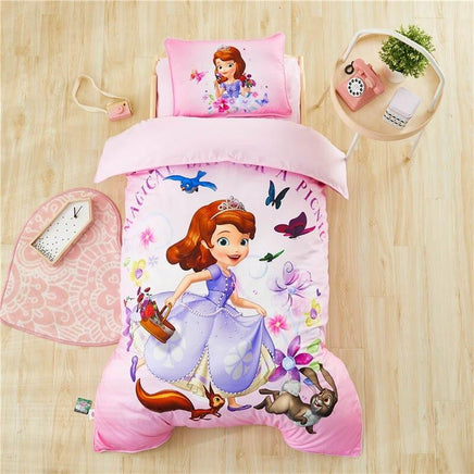 Frozen Bed Set Elsa Princess Blue Bedding Sets Crib Size For Kids 47"X59" Cotton Bed Linen Pink 2