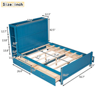 Full Bed Blue Platform Bed with Drawers and Storage Shelves F400 - Lusy Store