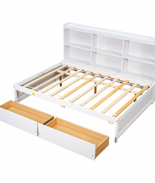 Full Bed with Side Bookcase Drawers F389 - Lusy Store