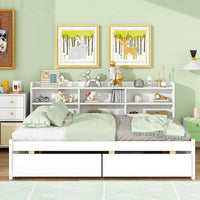 Full Bed with Side Bookcase Drawers F389 - Lusy Store