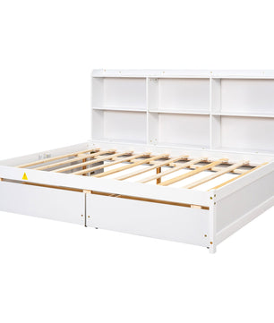Full Bed with Side Bookcase Drawers F389 - Lusy Store