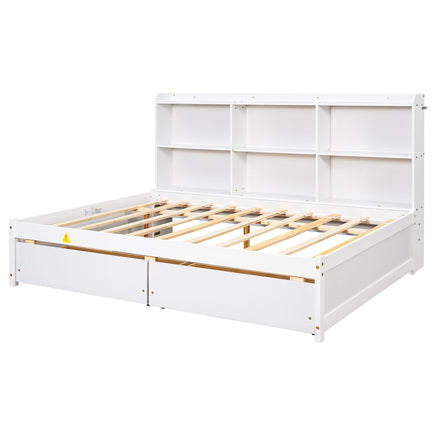 Full Bed with Side Bookcase Drawers F389 - Lusy Store