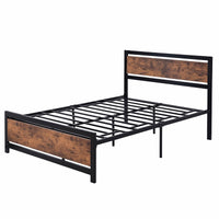 Full Bed Wood And Metal Bed Platform With Headboard No Box Spring Needed F397 - Lusy Store