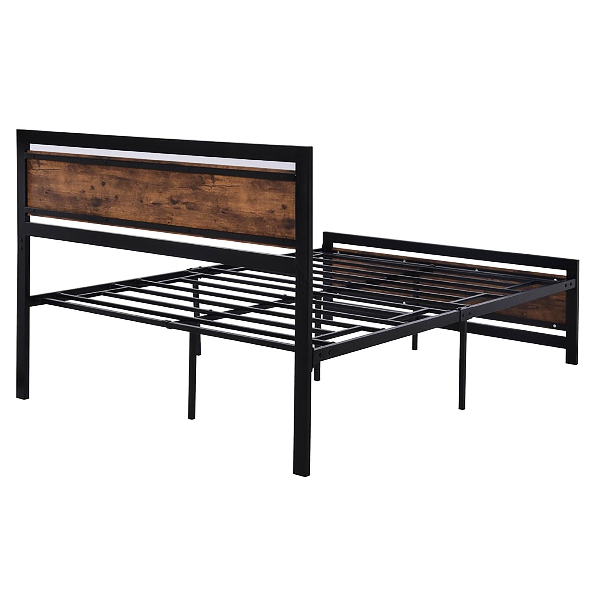 Full Bed Wood And Metal Bed Platform With Headboard No Box Spring Needed F397 - Lusy Store