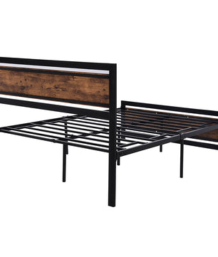 Full Bed Wood And Metal Bed Platform With Headboard No Box Spring Needed F397 - Lusy Store