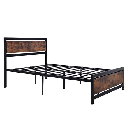 Full Bed Wood And Metal Bed Platform With Headboard No Box Spring Needed F397 - Lusy Store