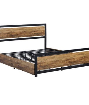 Full Bed Wood And Metal Bed Platform With Headboard No Box Spring Needed F397 - Lusy Store