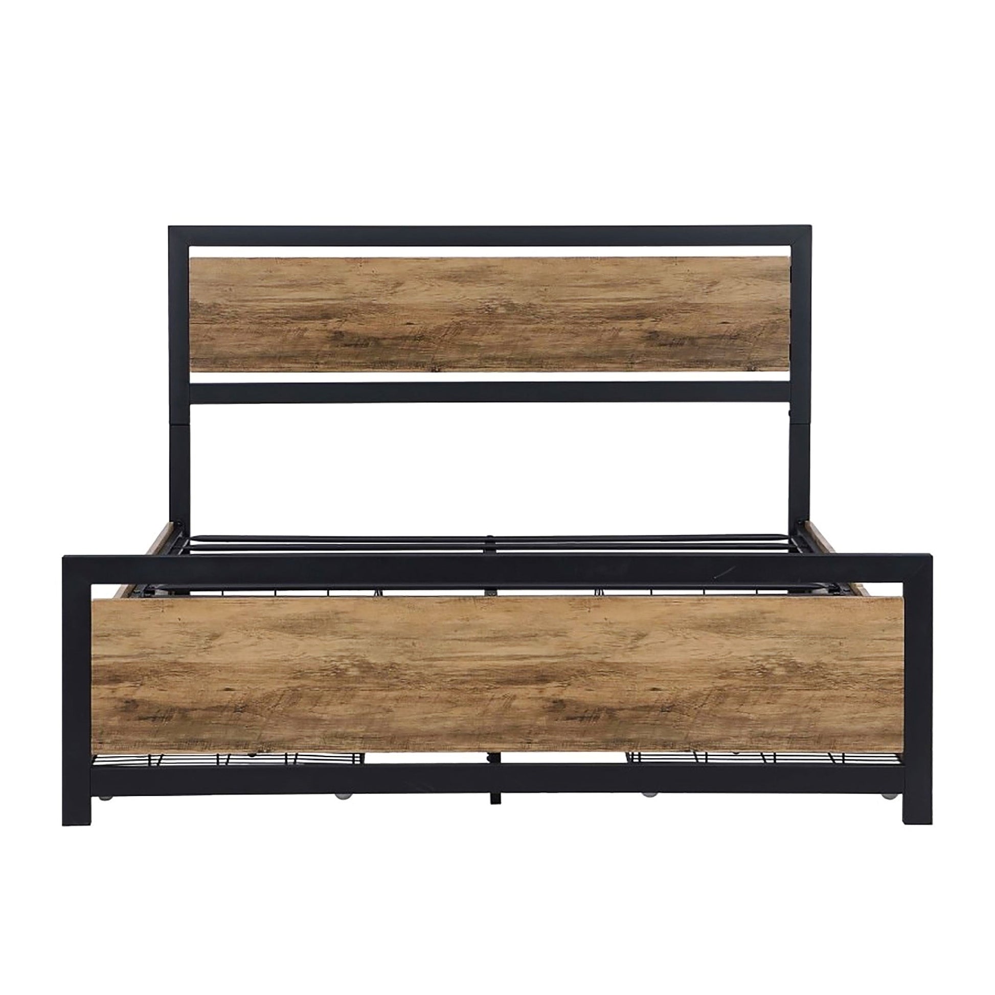 Full Bed Wood And Metal Bed Platform With Headboard No Box Spring Needed F397 - Lusy Store
