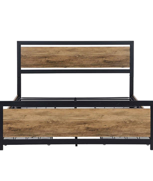 Full Bed Wood And Metal Bed Platform With Headboard No Box Spring Needed F397 - Lusy Store