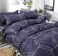 Geometric Pattern Bedding Sets Soft Skin Duvet Cover Bed Sheet Kids Bedding Sets Home Textile Twin/Full/Queen/King Size Dark Blue
