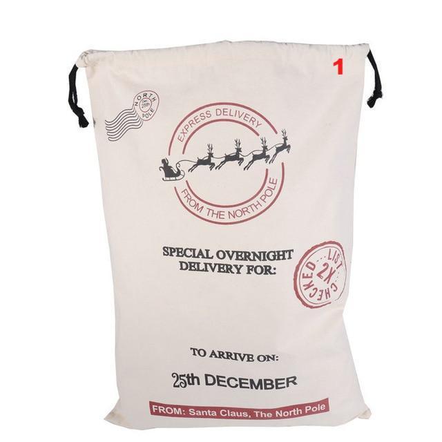Gift Bag Christmas Red Drawstring Canvas Santa Sack Rustic Vintage - Lusy Store