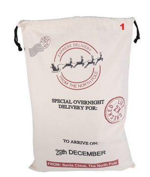 Gift Bag Christmas Red Drawstring Canvas Santa Sack Rustic Vintage - Lusy Store