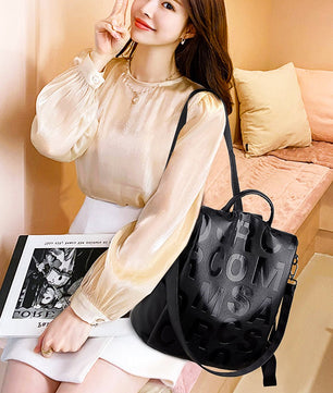 Girls Backpack Anti Theft Women Backpack High Quality Soft Leather Letter Rucksack School Bags For Girls B375 - Lusy Store