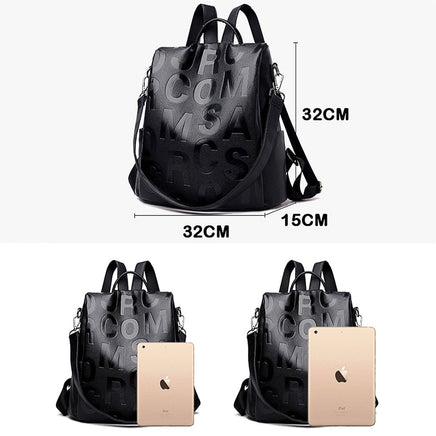 Girls Backpack Anti Theft Women Backpack High Quality Soft Leather Letter Rucksack School Bags For Girls B375 - Lusy Store