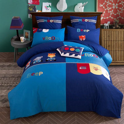 Girls Bedding Sets Cotton Satin Boy And Girl Cute Little Embroidery Bedding BD245 - Lusy Store