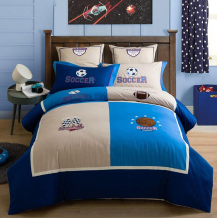 Girls Bedding Sets Cotton Satin Boy And Girl Cute Little Embroidery Bedding BD247 - Lusy Store