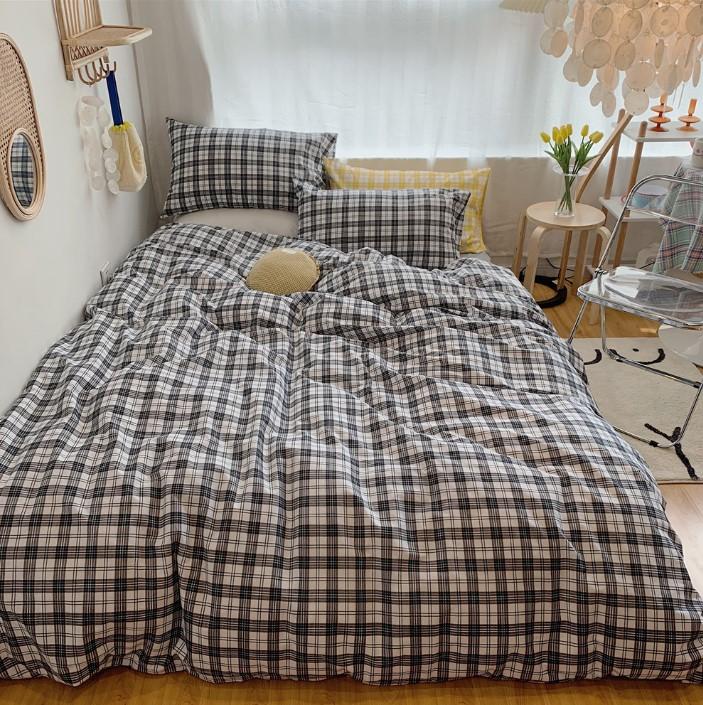 Girls Bedding Sets Fresh Cream Color Gentle Lattice Cotton Net Red Bedroom P1526 - Lusy Store