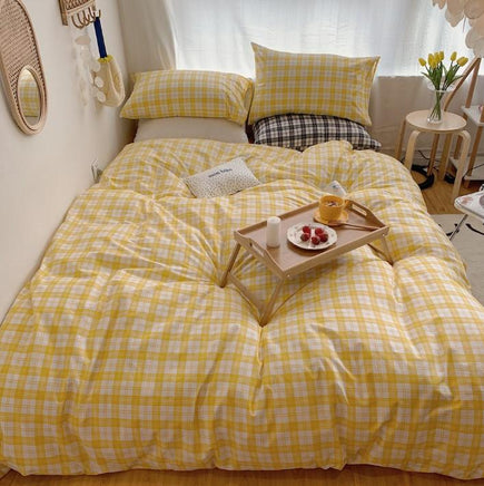Girls Bedding Sets Fresh Cream Color Gentle Lattice Cotton Net Red Bedroom P1527 - Lusy Store