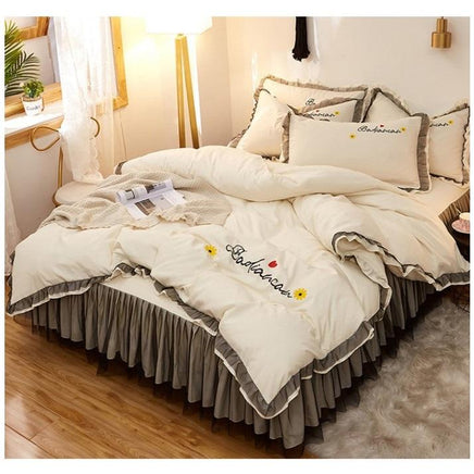 Girls Bedding Sets Korean Version Explosion-Style Lace Bed Skirt Girl Princess Cotton Brushed Q159 - Lusy Store