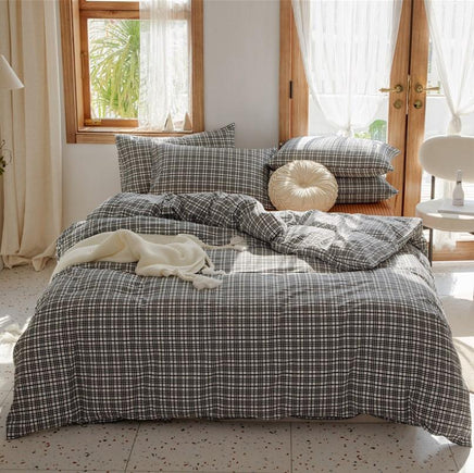 Girls Bedding Sets Plaid Cotton Bedding Girl Heart Princess Style Simple - Lusy Store
